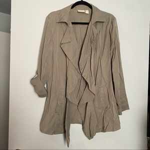 Chico’s tan/olive light open jacket